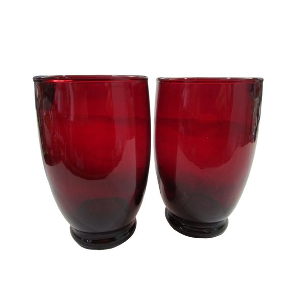 Baltic Anchor Hocking Ruby Red Footed Small Barrel Shaped Tumbler Unmarked EUC - Picture 2 of 10